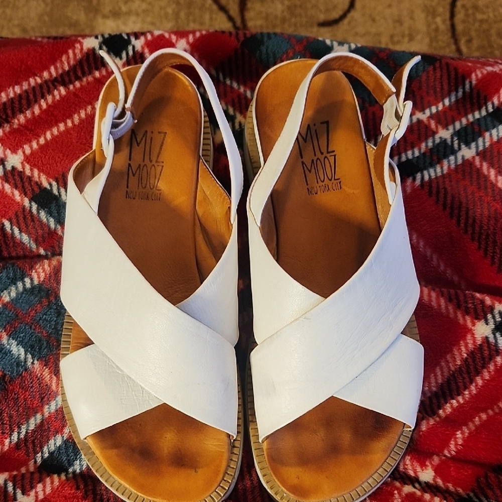 Miz Mooz White Cross-Strap Sandals